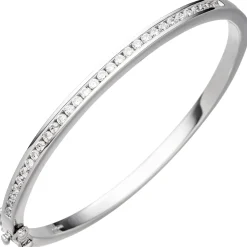 3,8mm Ovaler Armreif Armband Armschmuck mit weißen Zirkonia 925 Silber glänzend