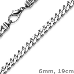 6mm Panzerarmband Armband Armkette aus 585 Gold Weißgold massiv 19cm Herren