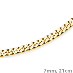 7mm Panzerarmband Armband Armkette, 585 Gold Gelbgold, 21cm, Herren