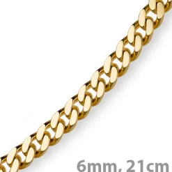 6mm Panzerarmband Armband Armkette, 585 Gold Gelbgold, 21cm, Herren