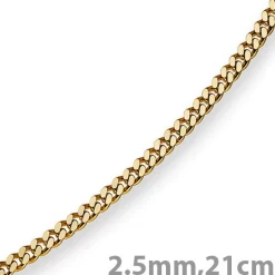 2,5mm Panzerarmband Armband Armkette, 585 Gold Gelbgold, 21cm, Unisex
