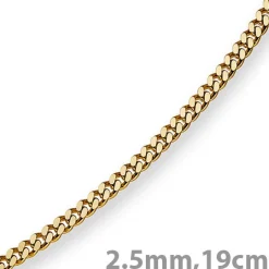 2,5mm Panzerarmband Armband Armkette, 750 Gold Gelbgold, 19cm, Unisex