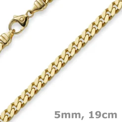 5mm Panzerarmband Armband Armkette, 585 Gold Gelbgold, 19cm, Unisex