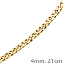 4mm Panzerarmband Armband Armkette, 750 Gold Gelbgold, 21cm, Unisex