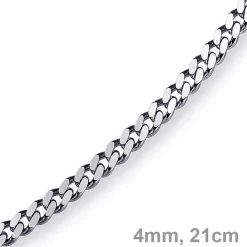 4mm Panzerarmband Armband Armkette, 750 Gold Weißgold, 21cm, Unisex