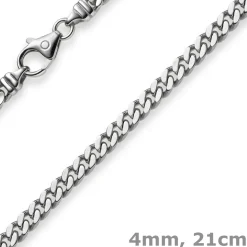 4mm Panzerarmband Armband Armkette, 750 Gold Weißgold, 21cm, Unisex