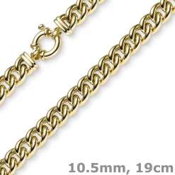 10,5mm Panzer-Armband Panzerkette aus 585 Gold Gelbgold 19cm Armkette Armschmuck