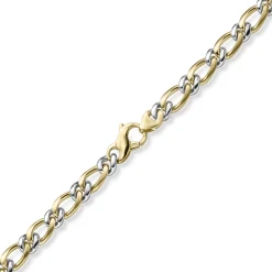 8mm Panzer-Figaro Phantasie Armband Armschmuck aus 585 Gelbgold & Weißgold 21cm