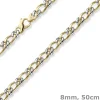 8mm Panzer-Figaro Phantasie Kette Halskette aus 585 Gelbgold & Weißgold 50cm