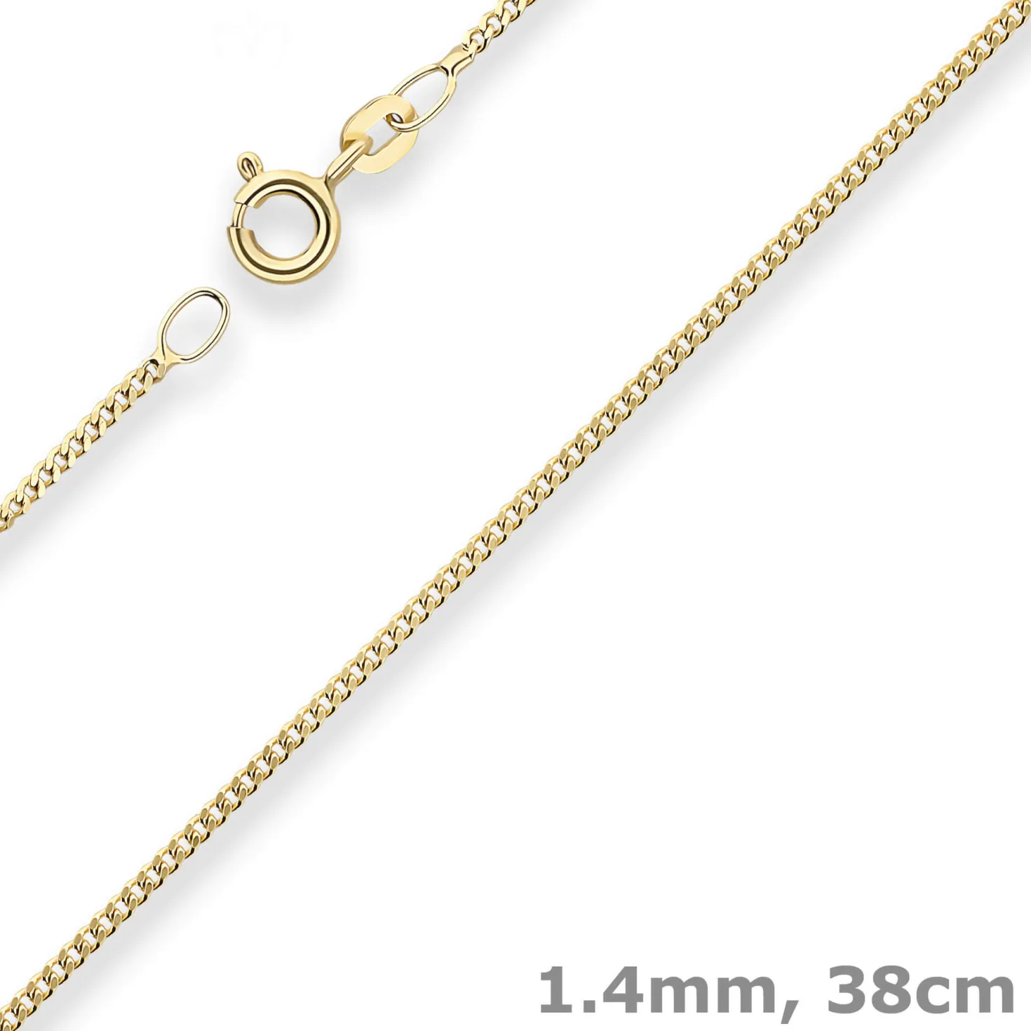 1,4mm Panzerkette Collier Halskette aus 333 Gold Gelbgold 38cm mit Zwischenöse