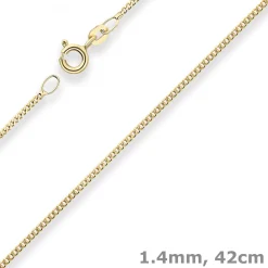 1,4mm Panzerkette Collier Halskette aus 585 Gold Gelbgold 42cm mit Zwischenöse