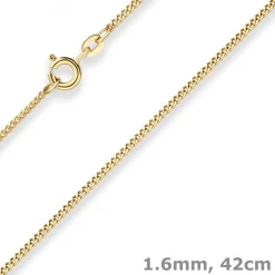 1,6mm Panzerkette Collier Halskette aus 585 Gold Gelbgold 42cm mit Zwischenöse