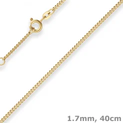 1,7mm Panzerkette Collier Halskette aus 585 Gold Gelbgold 40cm mit Zwischenöse