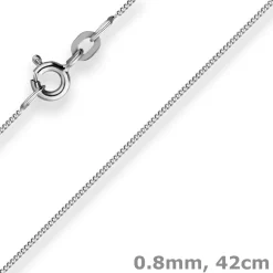 0,8mm Panzerkette Collier Halskette aus 585 Gold Weißgold 42cm