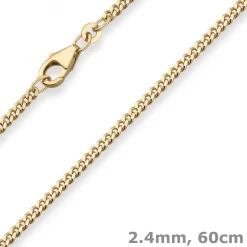2,4mm Panzerkette Goldkette Collier Halskette aus 750 Gold Gelbgold 60cm