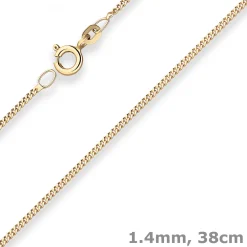 1,4mm Panzerkette Goldkette Collier Halskette aus 333 Gold Gelbgold 38cm