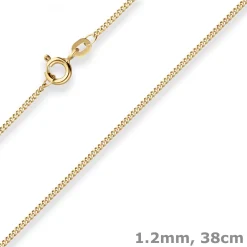 1,2mm Panzerkette Goldkette Collier Halskette aus 585 Gold Gelbgold 38cm