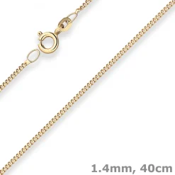 1,4mm Panzerkette Goldkette Collier Halskette aus 333 Gold Gelbgold 40cm
