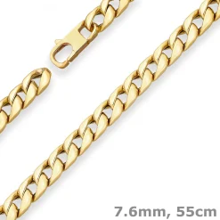 7,6mm Panzerkette Goldkette Collier Halskette aus 585 Gold Gelbgold 55cm
