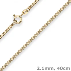 2,1mm Panzerkette Goldkette Collier Halskette aus 333 Gold Gelbgold 40cm
