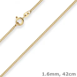 1,6mm Panzerkette Goldkette Collier Halskette aus 585 Gold Gelbgold 42cm