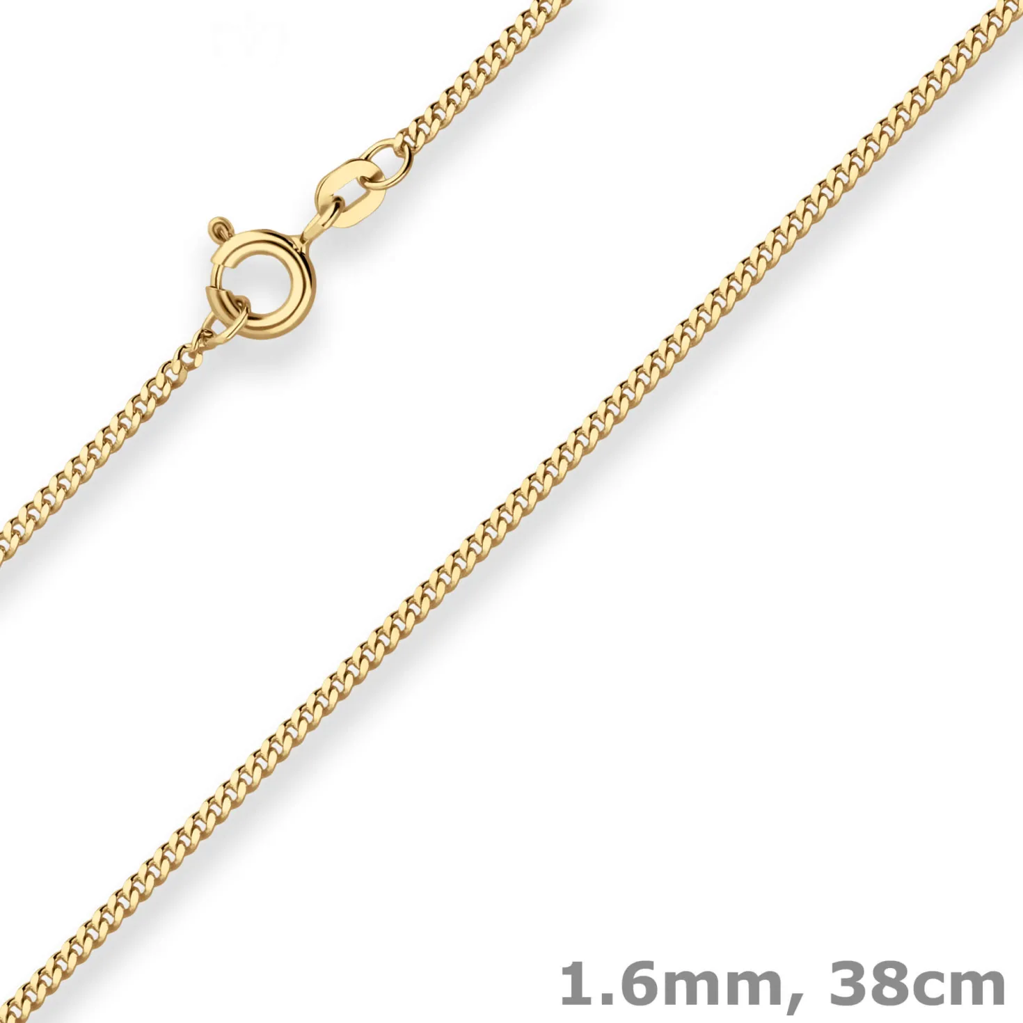 1,6mm Panzerkette Goldkette Collier Halskette aus 585 Gold Gelbgold 38cm