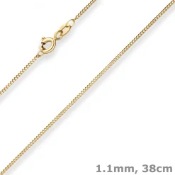 1,1mm Panzerkette Goldkette Collier Halskette aus 333 Gold Gelbgold 38cm