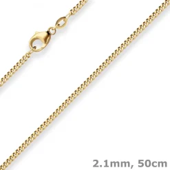 2,1mm Panzerkette Goldkette Collier Halskette aus 375 Gold Gelbgold 50cm