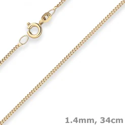 1,4mm Panzerkette Goldkette Collier Halskette aus 375 Gold Gelbgold 34cm