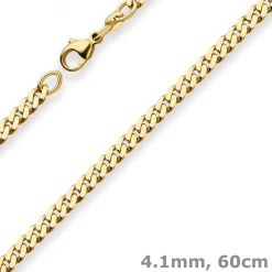 4,1mm Panzerkette Goldkette Collier Halskette aus 585 Gold Gelbgold 60cm
