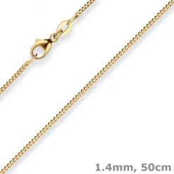 1,4mm Panzerkette Goldkette Collier Halskette aus 375 Gold Gelbgold 50cm