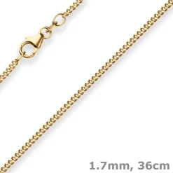 1,7mm Panzerkette Goldkette Collier Halskette aus 750 Gold Gelbgold 36cm