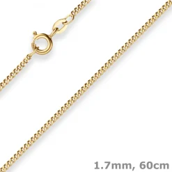 1,7mm Panzerkette Goldkette Collier Halskette aus 375 Gold Gelbgold 60cm