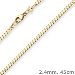 2,4mm Panzerkette Goldkette Collier Halskette aus 585 Gold Gelbgold 45cm
