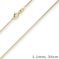 1,1mm Panzerkette Goldkette Collier Halskette aus 333 Gold Gelbgold 34cm