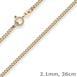 2,1mm Panzerkette Goldkette Collier Halskette aus 585 Gold Gelbgold 36cm