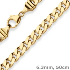 6,3mm Panzerkette Goldkette Collier Halskette aus 333 Gold Gelbgold 50cm