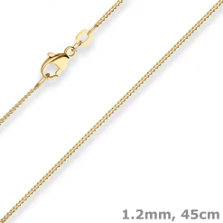 1,2mm Panzerkette Goldkette Collier Halskette aus 750 Gold Gelbgold 45cm