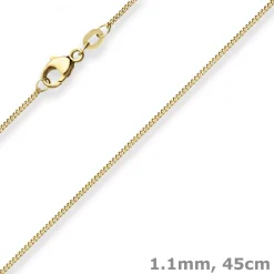 1,1mm Panzerkette Goldkette Collier Halskette aus 750 Gold Gelbgold 45cm