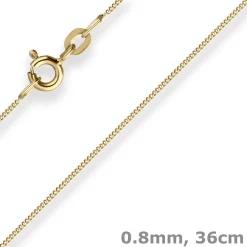 0,8mm Panzerkette Goldkette Collier Halskette aus 585 Gold Gelbgold 36cm