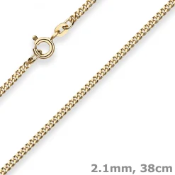 2,1mm Panzerkette Goldkette Collier Halskette aus 333 Gold Gelbgold 38cm
