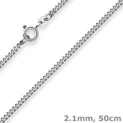 2,1mm Panzerkette Goldkette Collier Halskette aus 585 Gold Weißgold 50cm
