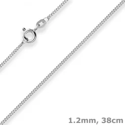1,2mm Panzerkette Goldkette Collier Halskette aus 585 Gold Weißgold 38cm