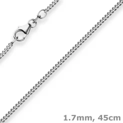 1,7mm Panzerkette Goldkette Collier Halskette aus 750 Gold Weißgold 45cm