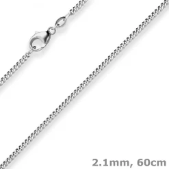 2,1mm Panzerkette Goldkette Collier Halskette aus 750 Gold Weißgold 60cm