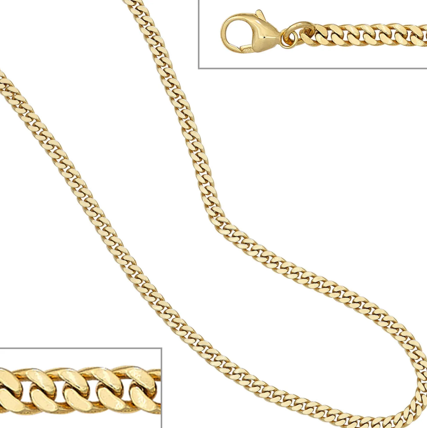 3,5mm Panzerkette Goldkette Kette, 333 Gold Gelbgold, Unisex, 50cm