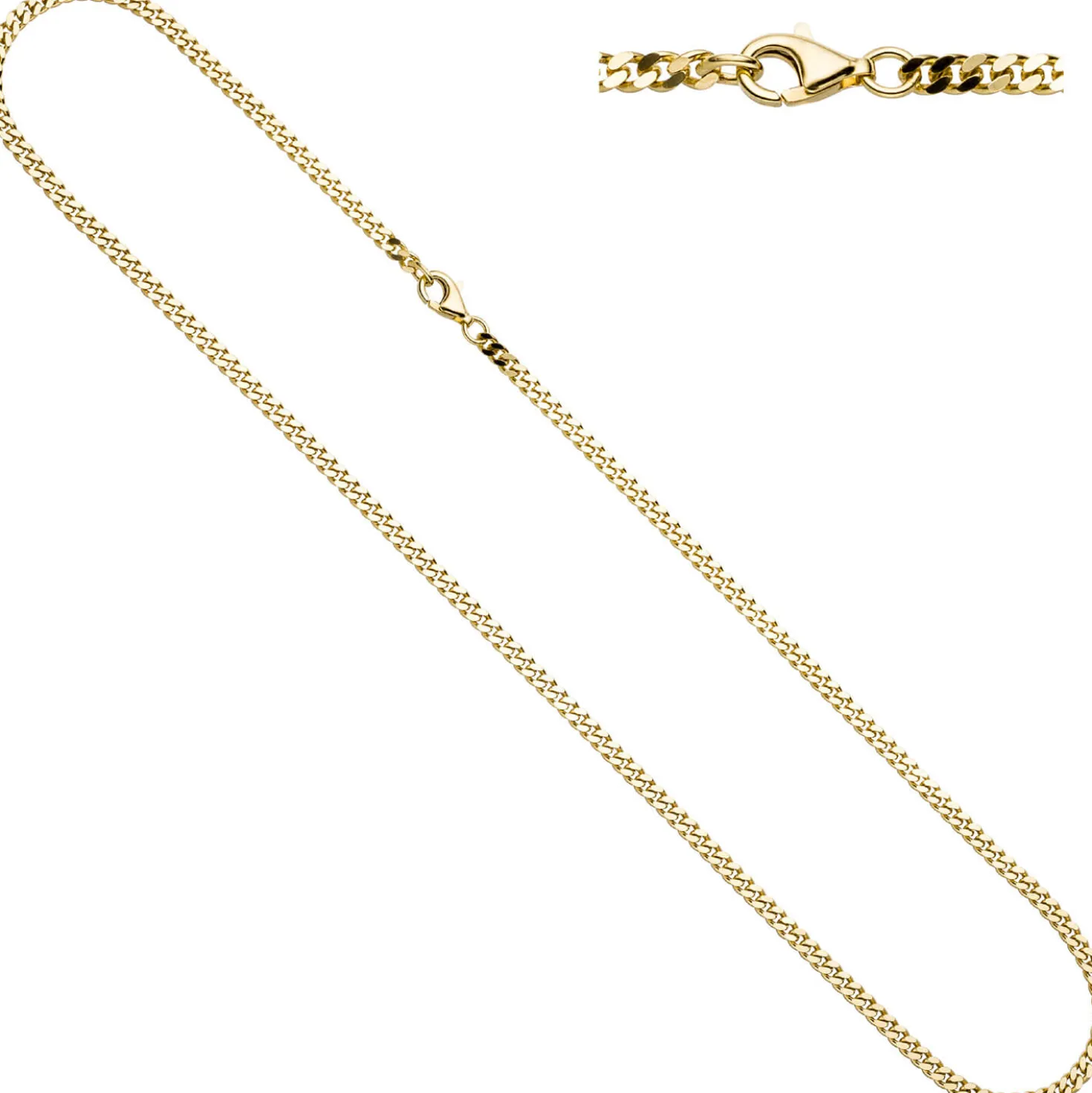 3,5mm Panzerkette Goldkette Kette, 333 Gold Gelbgold, Unisex, 50cm