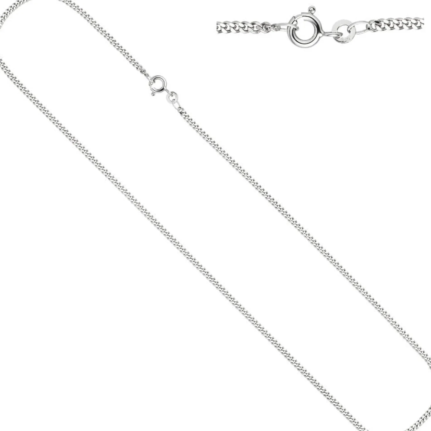 2,1mm Panzerkette Halskette Collier aus 333 Gold Weißgold massiv, 42cm