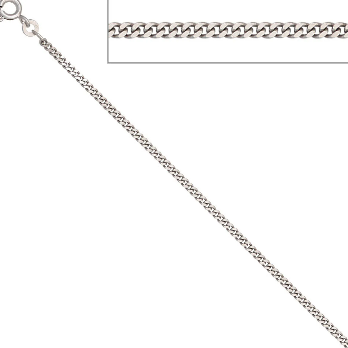 2,1mm Panzerkette Halskette Collier aus 333 Gold Weißgold massiv, 42cm