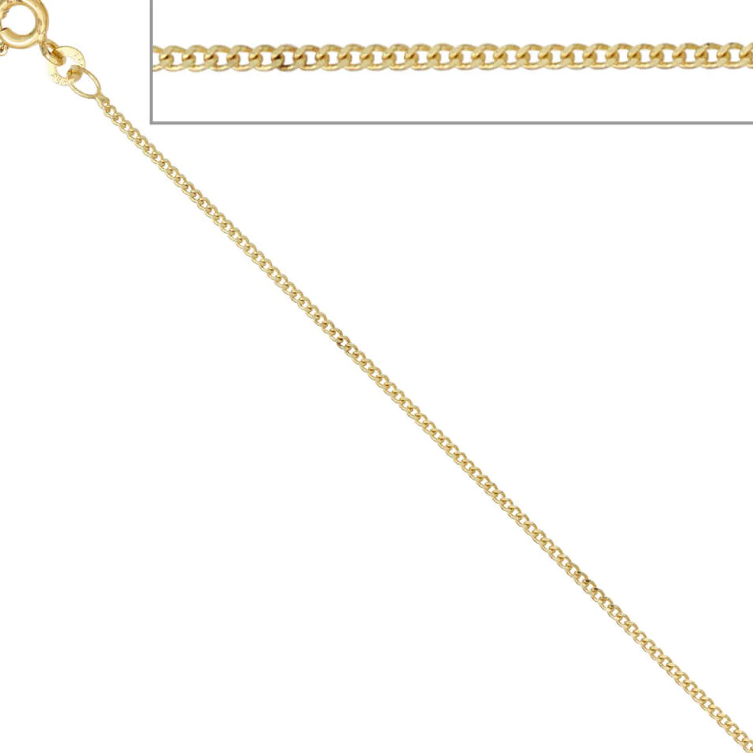 1,3mm Panzerkette Halskette Collier Goldkette 333 Gelbgold Gold 38cm